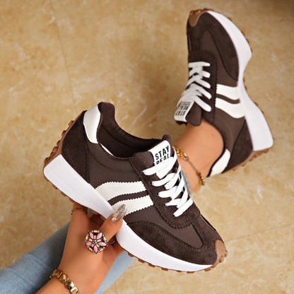 Women's Retro Platform Sneakers — Vintage Faux Suede Casual 3