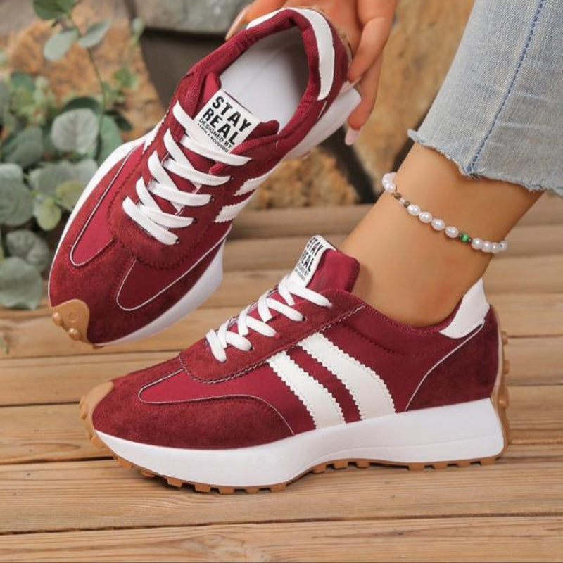 Women's Retro Platform Sneakers — Vintage Faux Suede Casual 4