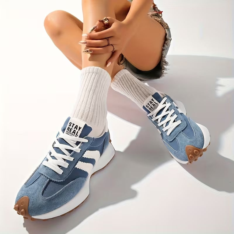 Women's Retro Platform Sneakers — Vintage Faux Suede Casual 9