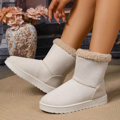 Women's Faux Suede Snow Boots — Faux Fur Cuff & Non-Slip Sole 5