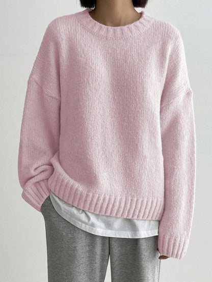 Damen Grobstrickpullover Oversize — Rundhals, fallende Schultern 3
