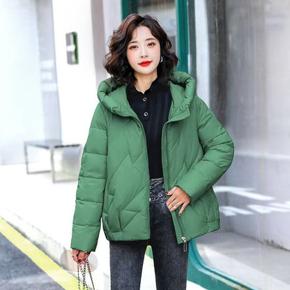 Damen Steppjacke mit Kapuze in Smaragdgrün