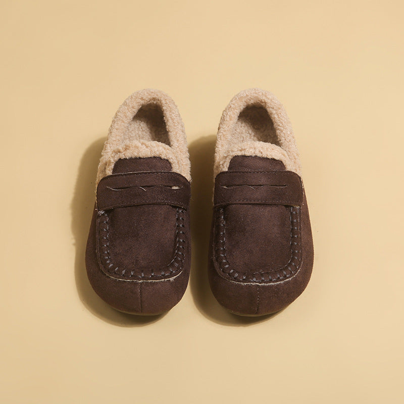 Gefütterter Kunstwildleder Loafer Mule in Kaffee