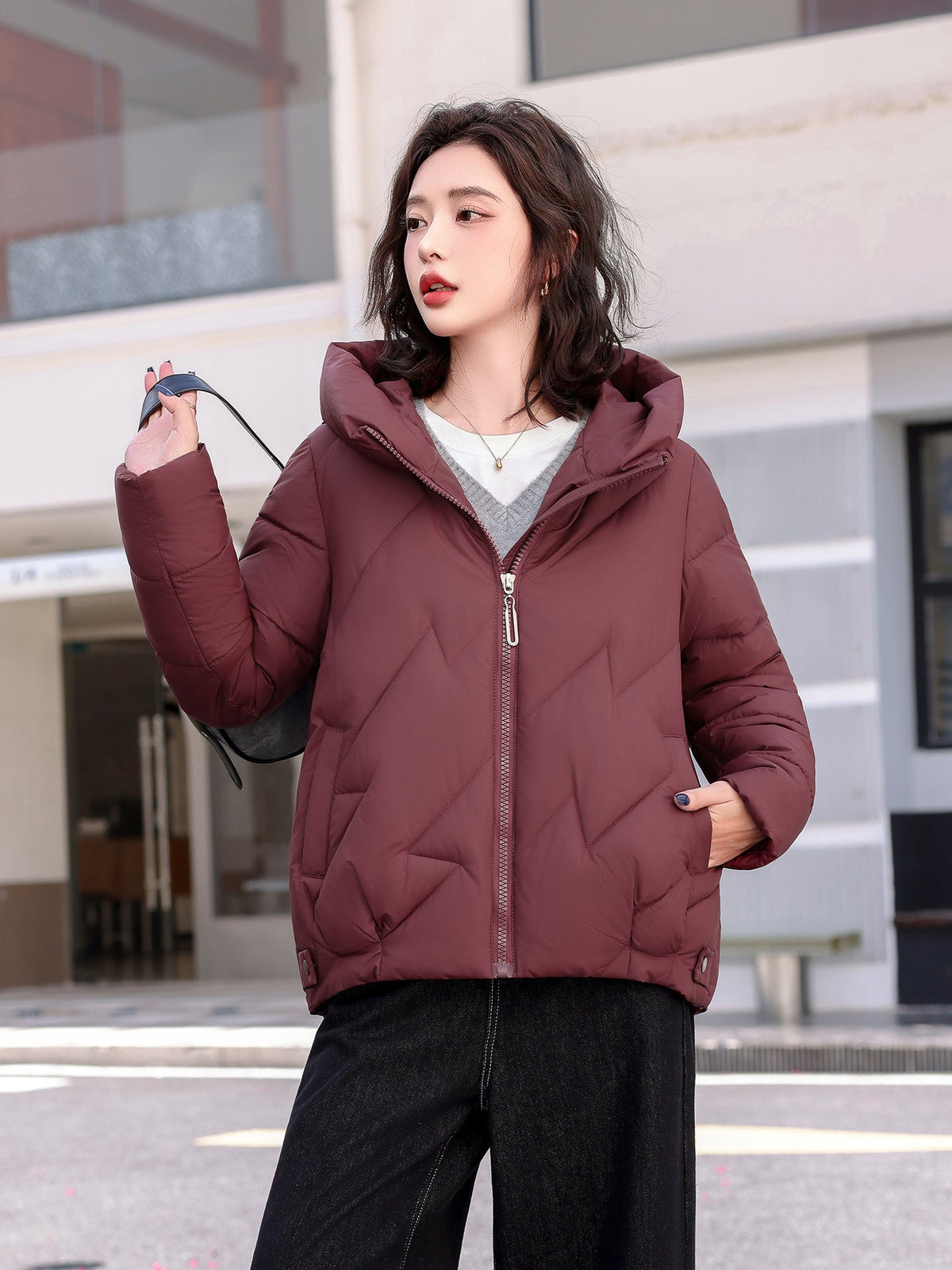 Damen Steppjacke mit Kapuze