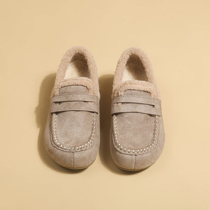 Gefütterter Kunstwildleder Loafer Mule in Dunkelkhaki