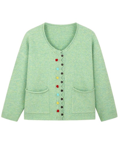 Kurze Strickjacke Damen — Boxy Schnitt mit Taschen & Knopfleiste 2