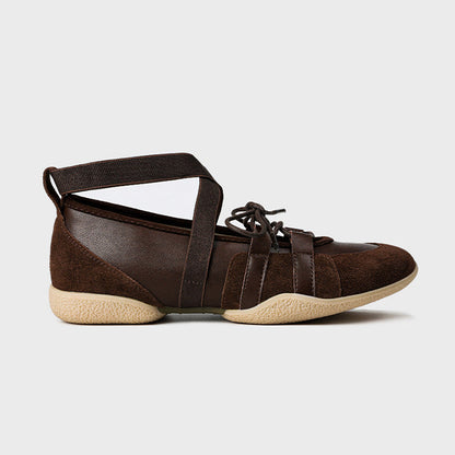 Mary Jane Ballerinas mit Kreuzriemen in Braun