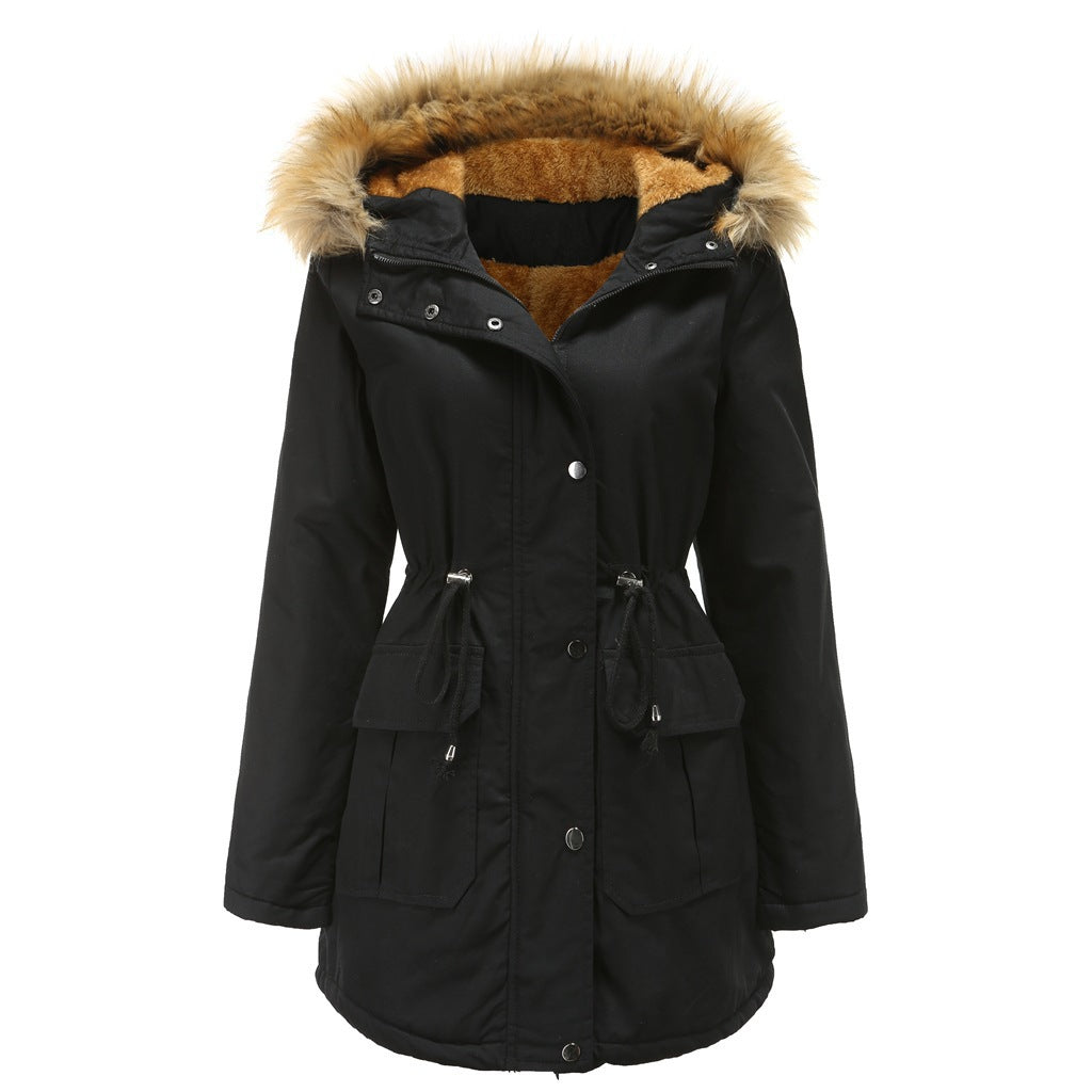 Gefütterte Damen Steppjacke mit Kapuze & Kunstfellkragen – Ansicht 4