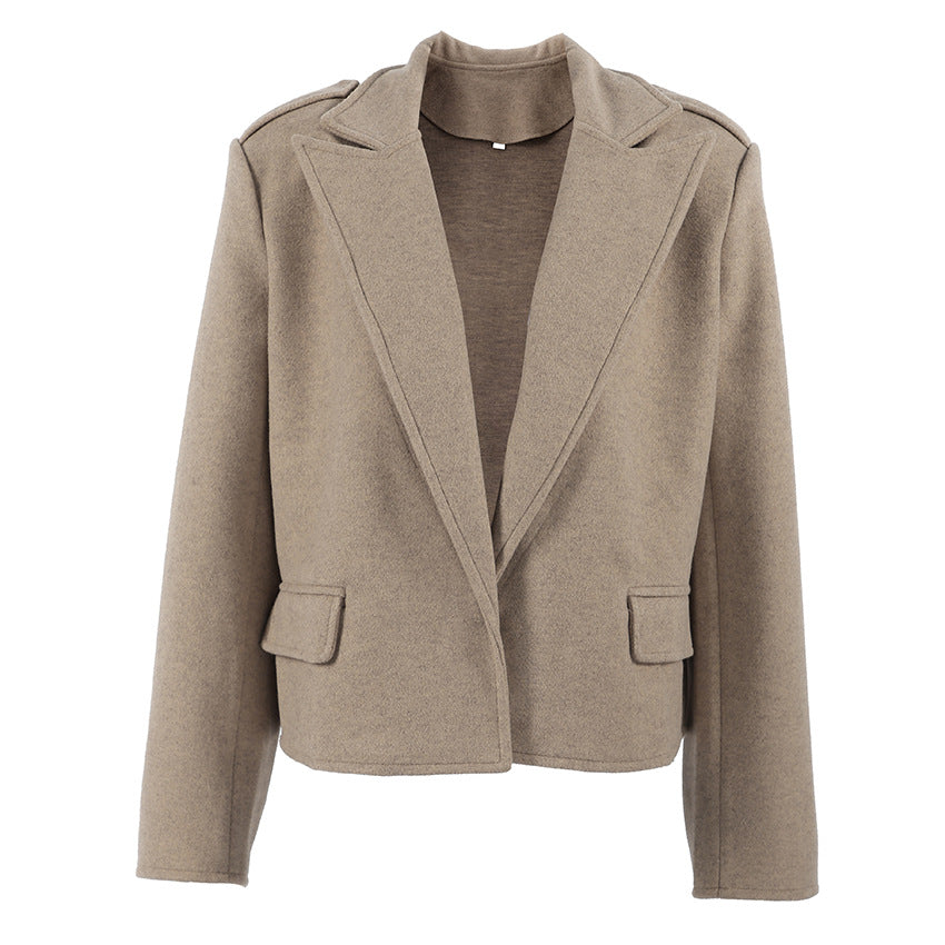 Bouclé Tweed Blazer Damen mit Schulterpolster – Ansicht 3