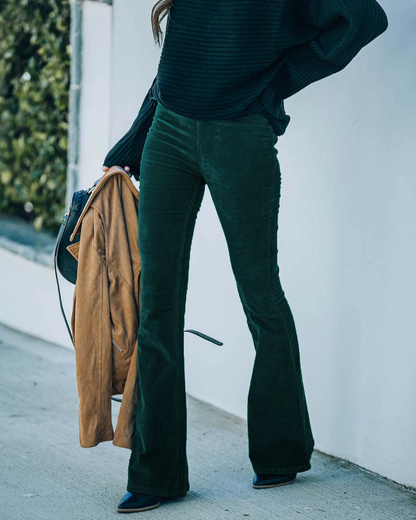 Women's Corduroy Flare Pants — High Waist Bootcut Stretch 9