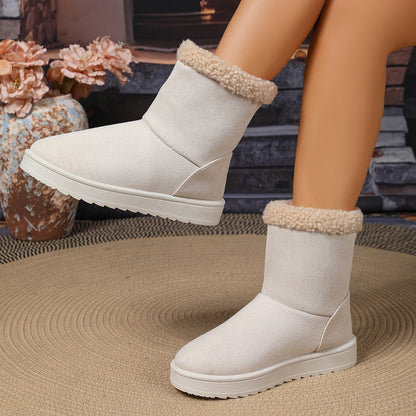 Women's Faux Suede Snow Boots — Faux Fur Cuff & Non-Slip Sole 6