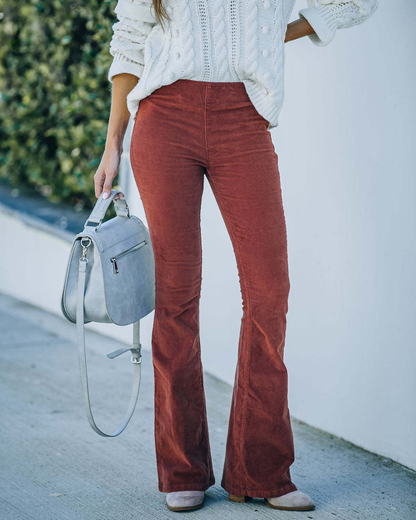 Women's Corduroy Flare Pants — High Waist Bootcut Stretch 1