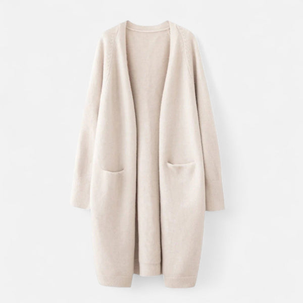 Women's Open-Front Long Cardigan – Elegant Timeless Knit 1