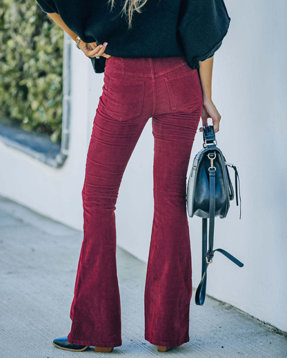 Women's Corduroy Flare Pants — High Waist Bootcut Stretch 6