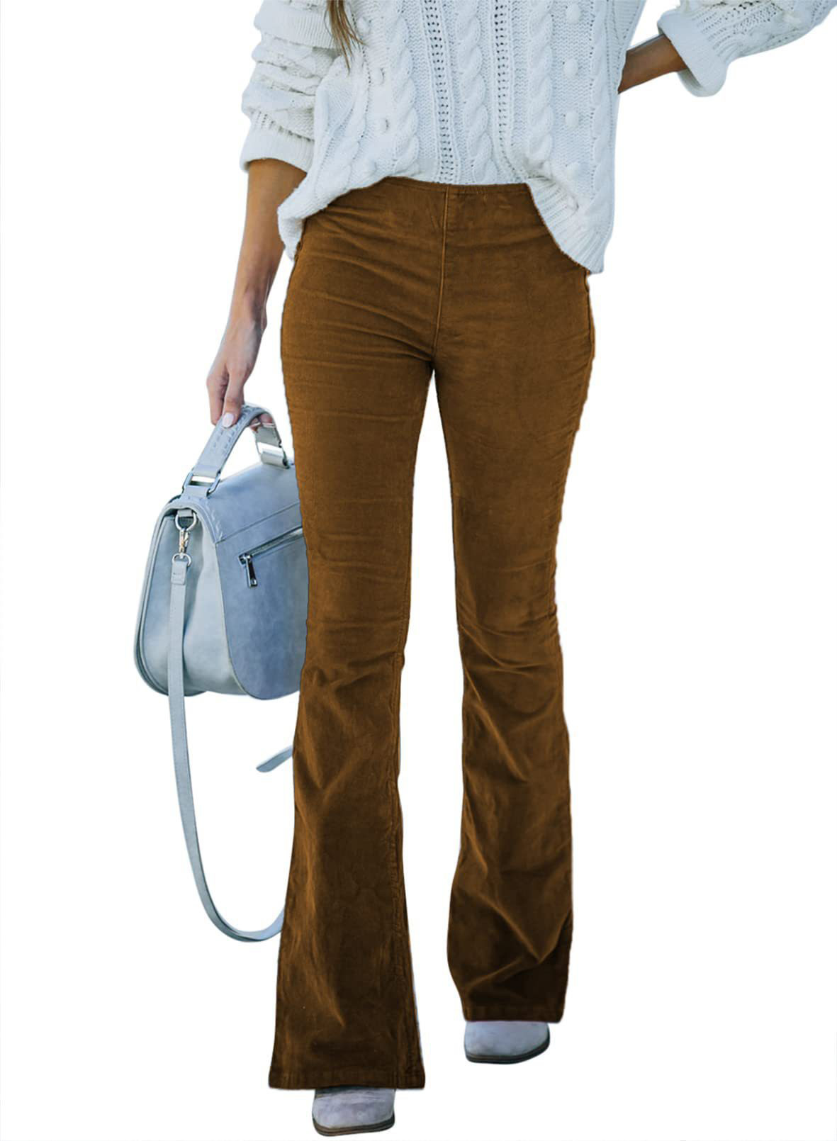 Women's Corduroy Flare Pants — High Waist Bootcut Stretch 7