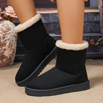 Women's Faux Suede Snow Boots — Faux Fur Cuff & Non-Slip Sole 4
