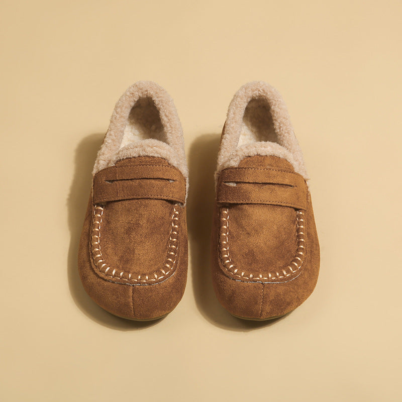 Gefütterter Kunstwildleder Loafer Mule in Kamel