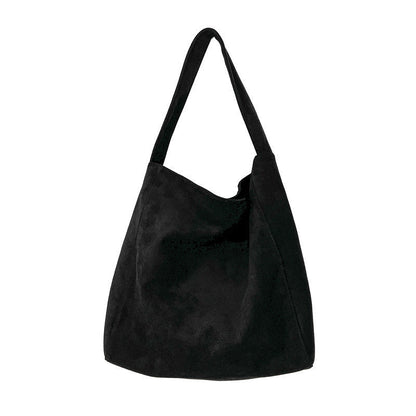 Großer Wildleder-Optik Shopper mit Magnetverschluss & Innentaschen in Schwarz