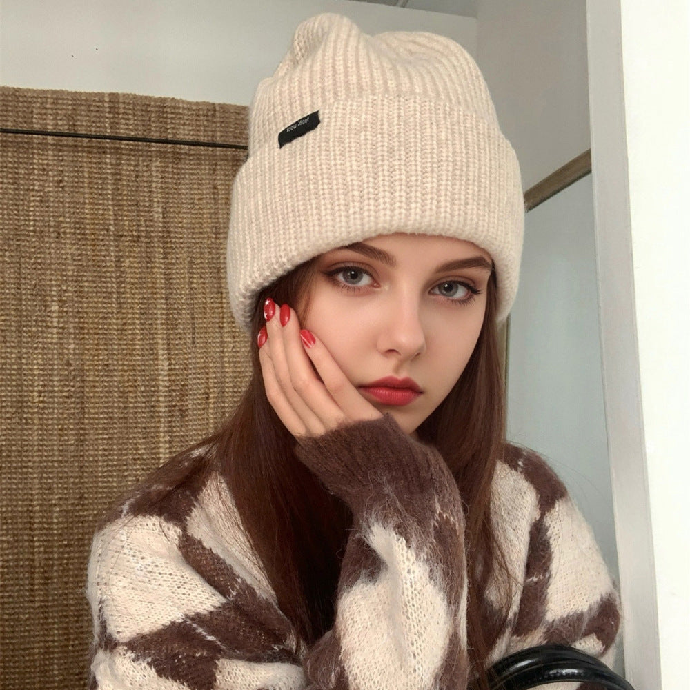 Damen Strickmütze mit Umschlag — Rippenstrick Wintermütze 1