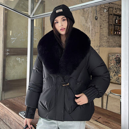 Chenille Steppjacke mit abnehmbarem Kunstfellkragen – Ansicht 6
