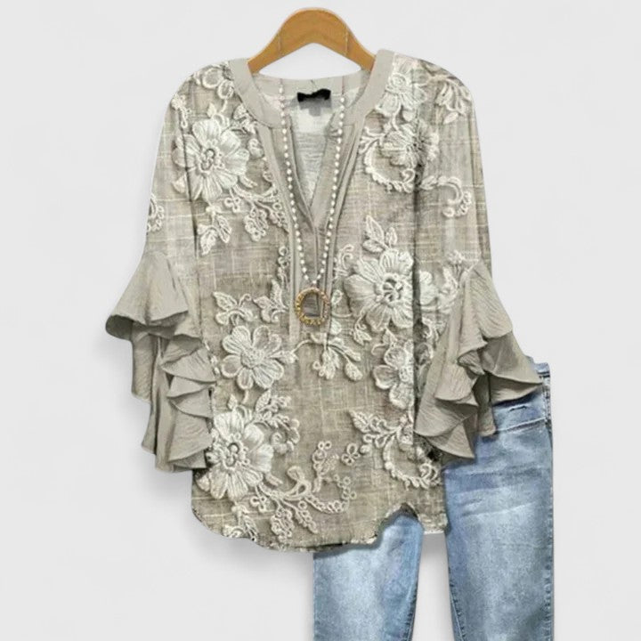 Women's Floral Blouse with Ruffle Sleeves — Sizes S to 3XL 2
