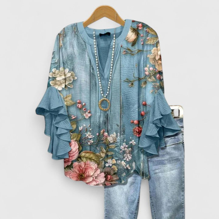 Women's Floral Blouse with Ruffle Sleeves — Sizes S to 3XL 6