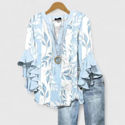 Women's Floral Blouse with Ruffle Sleeves — Sizes S to 3XL 7