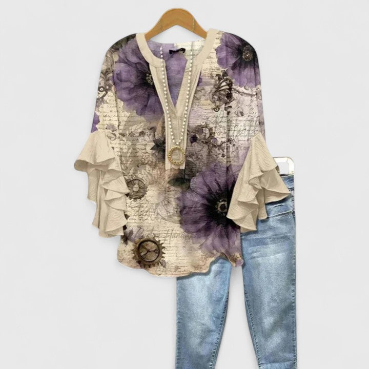 Women's Floral Blouse with Ruffle Sleeves — Sizes S to 3XL 10