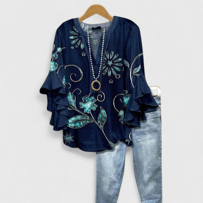 Women's Floral Blouse with Ruffle Sleeves — Sizes S to 3XL 9
