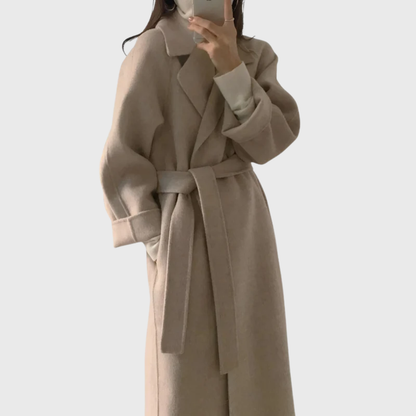 Women's Wool Blend Belted Coat — Elegant Longline Winter Layer 2