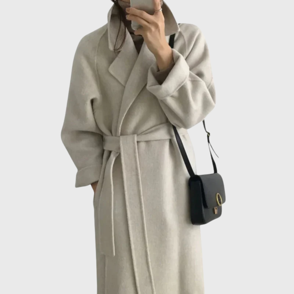 Women's Wool Blend Belted Coat — Elegant Longline Winter Layer 3