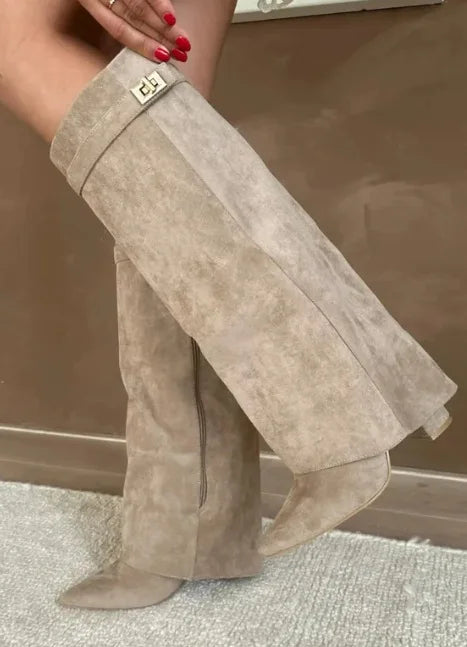 Women's Leather Thigh-High Boots with Buckle — Elegant Style 4
