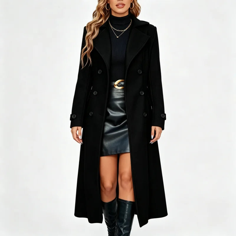 Double Breasted Wool Coat Women — Tailored Floor-Length 6