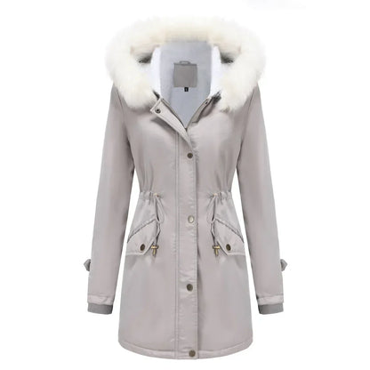 Women's Parka Jacket Faux Fur Hood & Sherpa Lining Drawstring 8