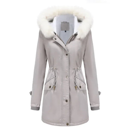 Women's Parka Jacket Faux Fur Hood & Sherpa Lining Drawstring 5