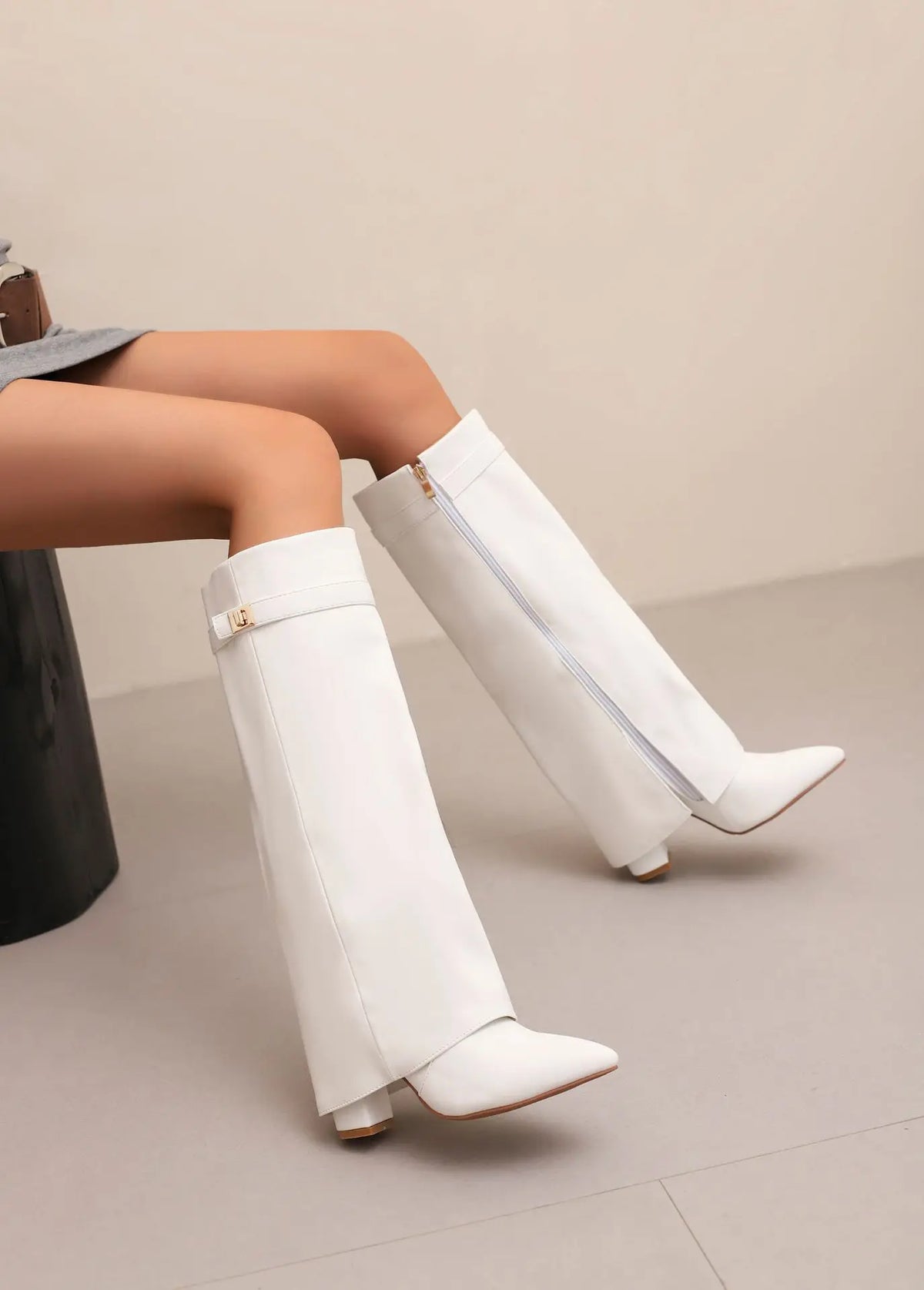 Women's Leather Thigh-High Boots with Buckle — Elegant Style 10