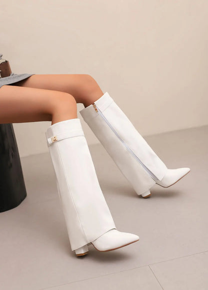 Women's Leather Thigh-High Boots with Buckle — Elegant Style 10