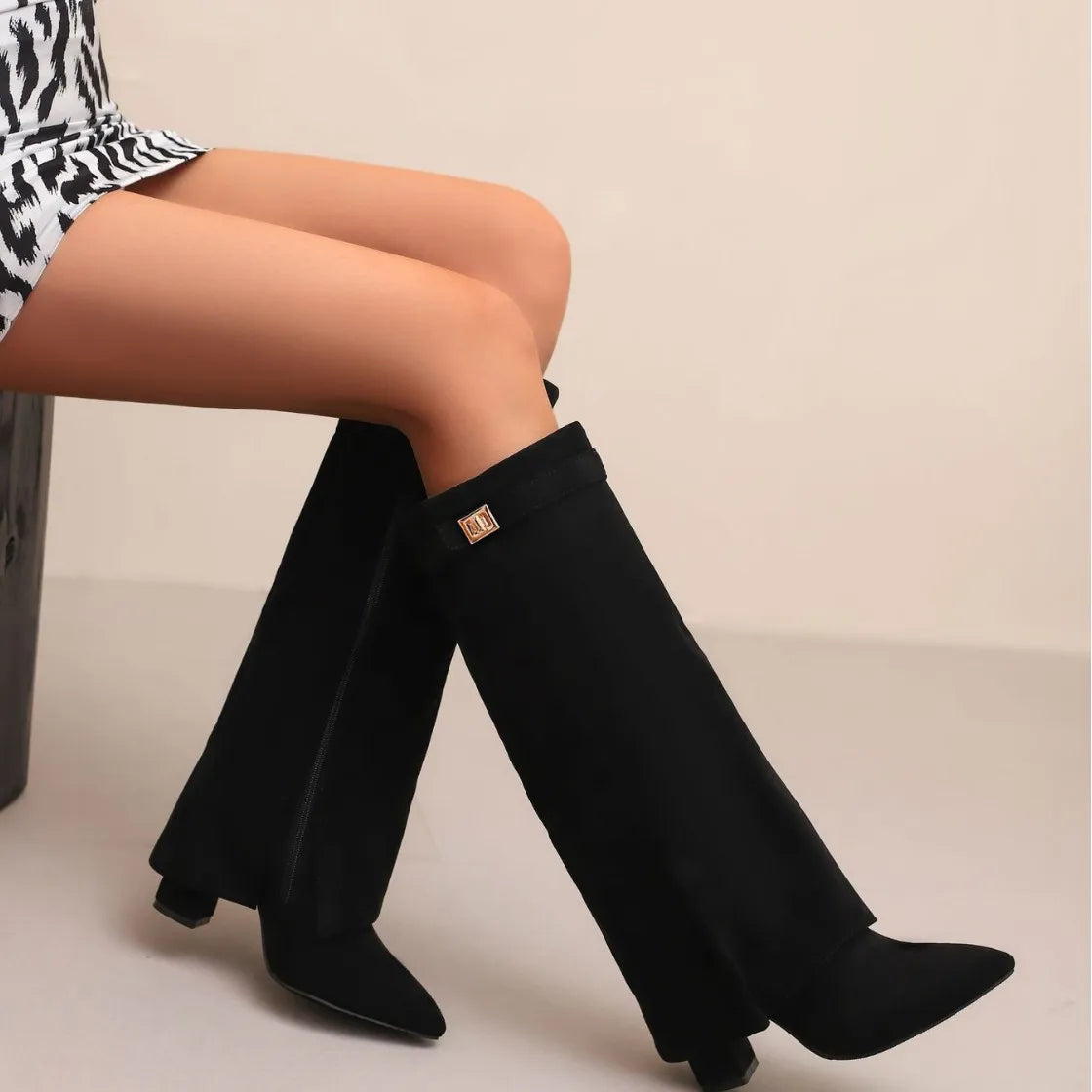 Women's Leather Thigh-High Boots with Buckle — Elegant Style 2