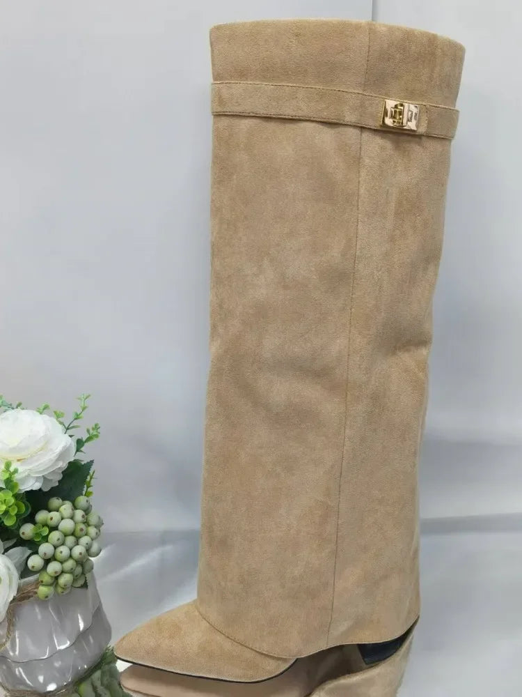 Women's Leather Thigh-High Boots with Buckle — Elegant Style 1
