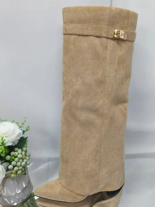 Women's Leather Thigh-High Boots with Buckle — Elegant Style 1