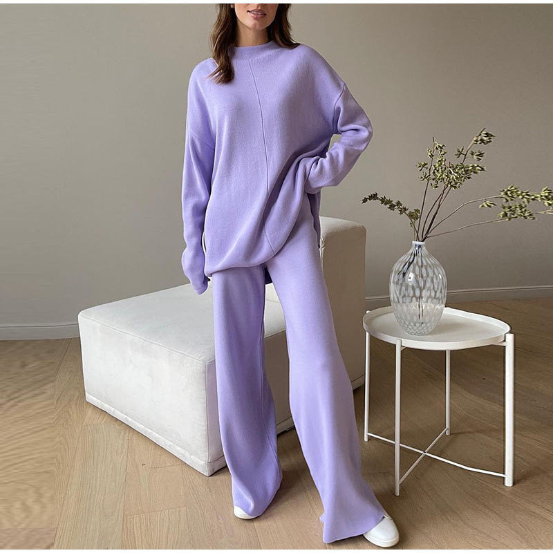 Women's Knit Two-Piece Set — Turtleneck & Wide Leg Trousers 3