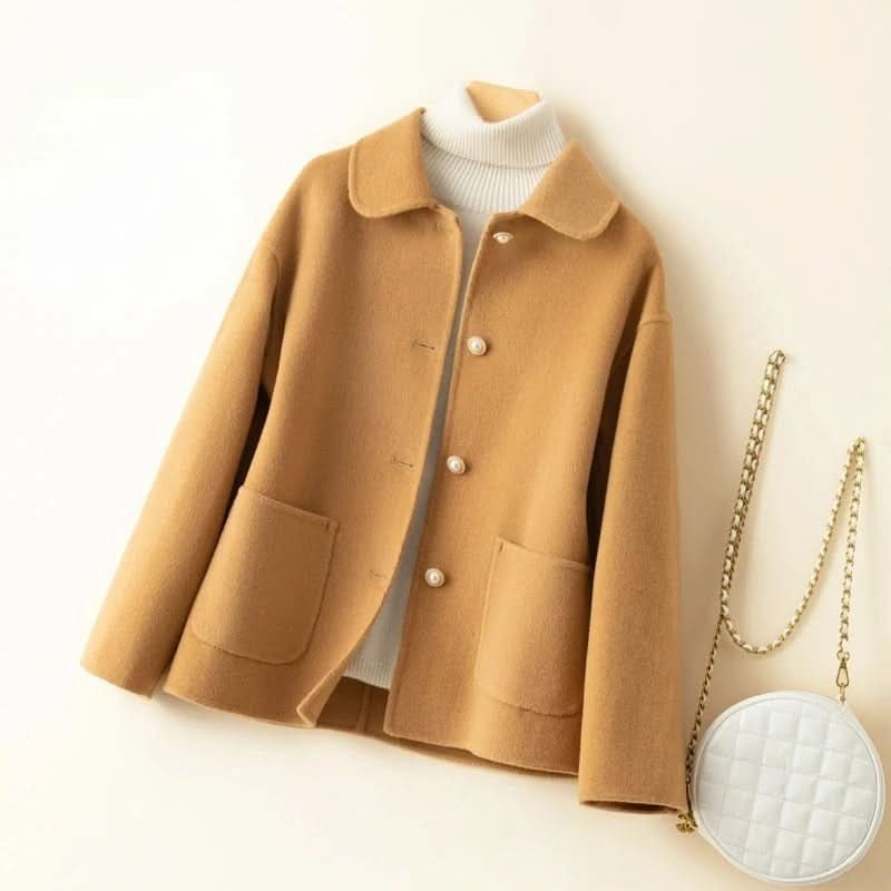 Pure Cashmere Short Coat Women — Elegant Doll Collar 3