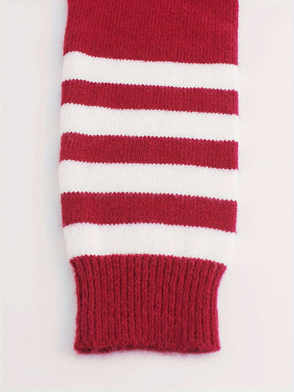 Women's Ribbed Sweater with Striped Cuffs — Sizes S to XL 24