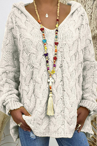 Cable Knit Hooded Pullover Sweater — Oversized Loose Fit 5