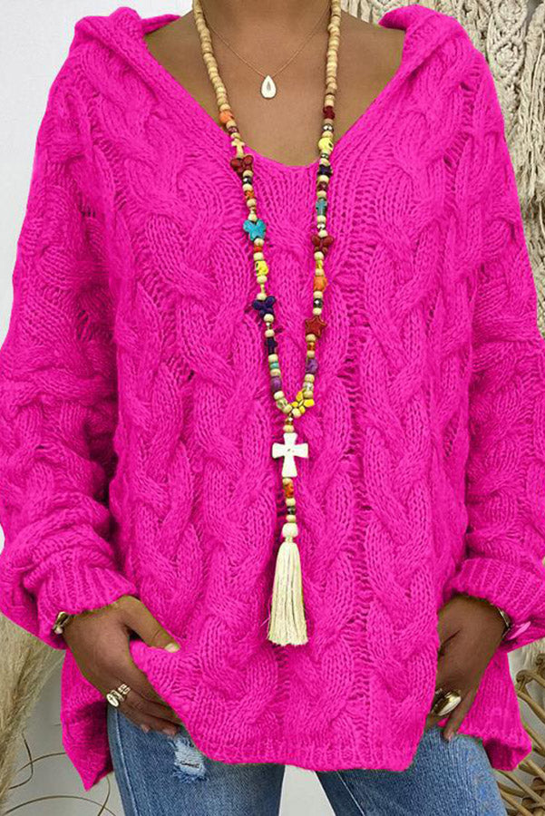 Cable Knit Hooded Pullover Sweater — Oversized Loose Fit 11