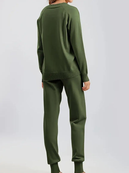 Women's Knit Loungewear Set V-Neck — Sweater & Jogger Pants 7