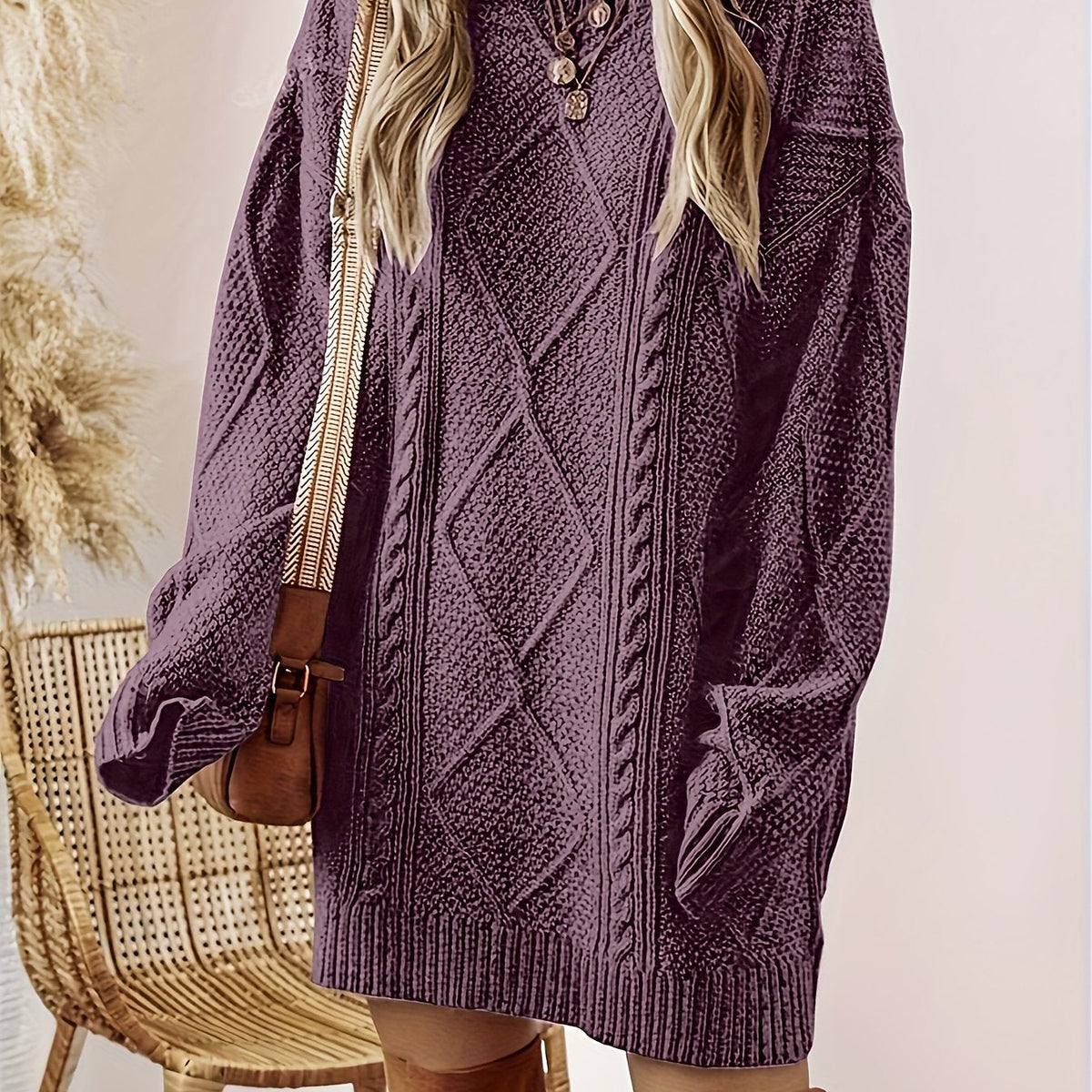 Helene Cable-Knit Sweater Dress — Cozy & Elegant 1