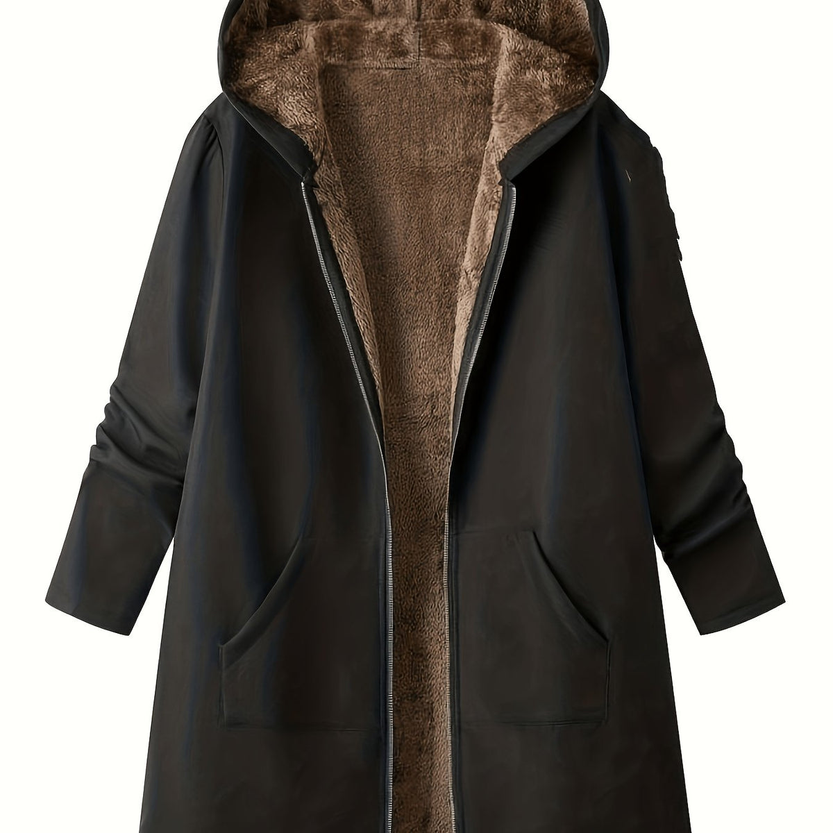 Women's Hooded Longline Coat — Cozy Plush-Lined Winter Coat 13