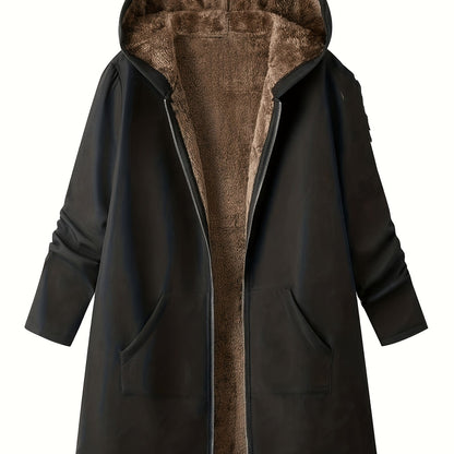 Women's Hooded Longline Coat — Cozy Plush-Lined Winter Coat 13