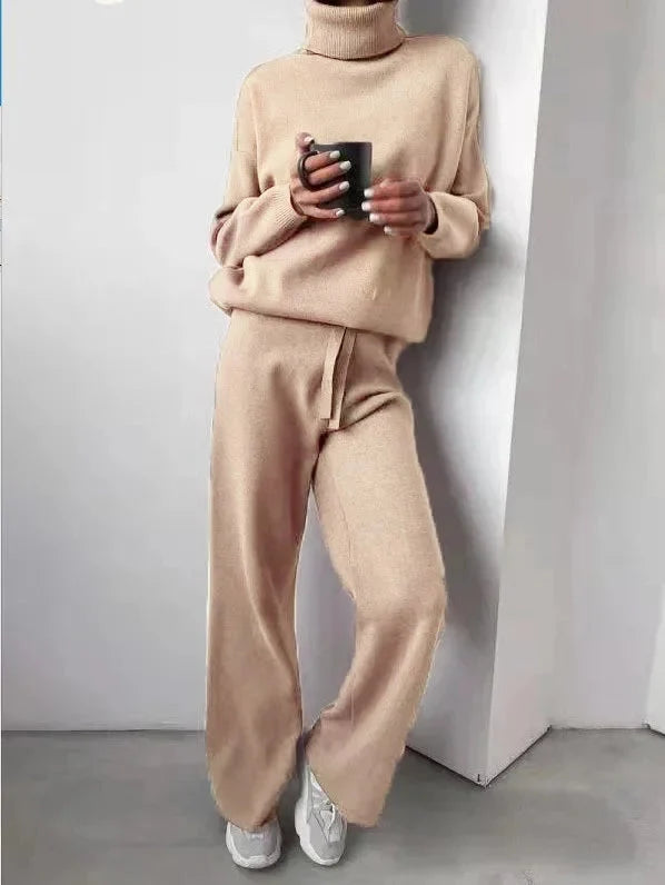 Women's Knit Two-Piece Set with Roll Neck — Cozy Loungewear 1